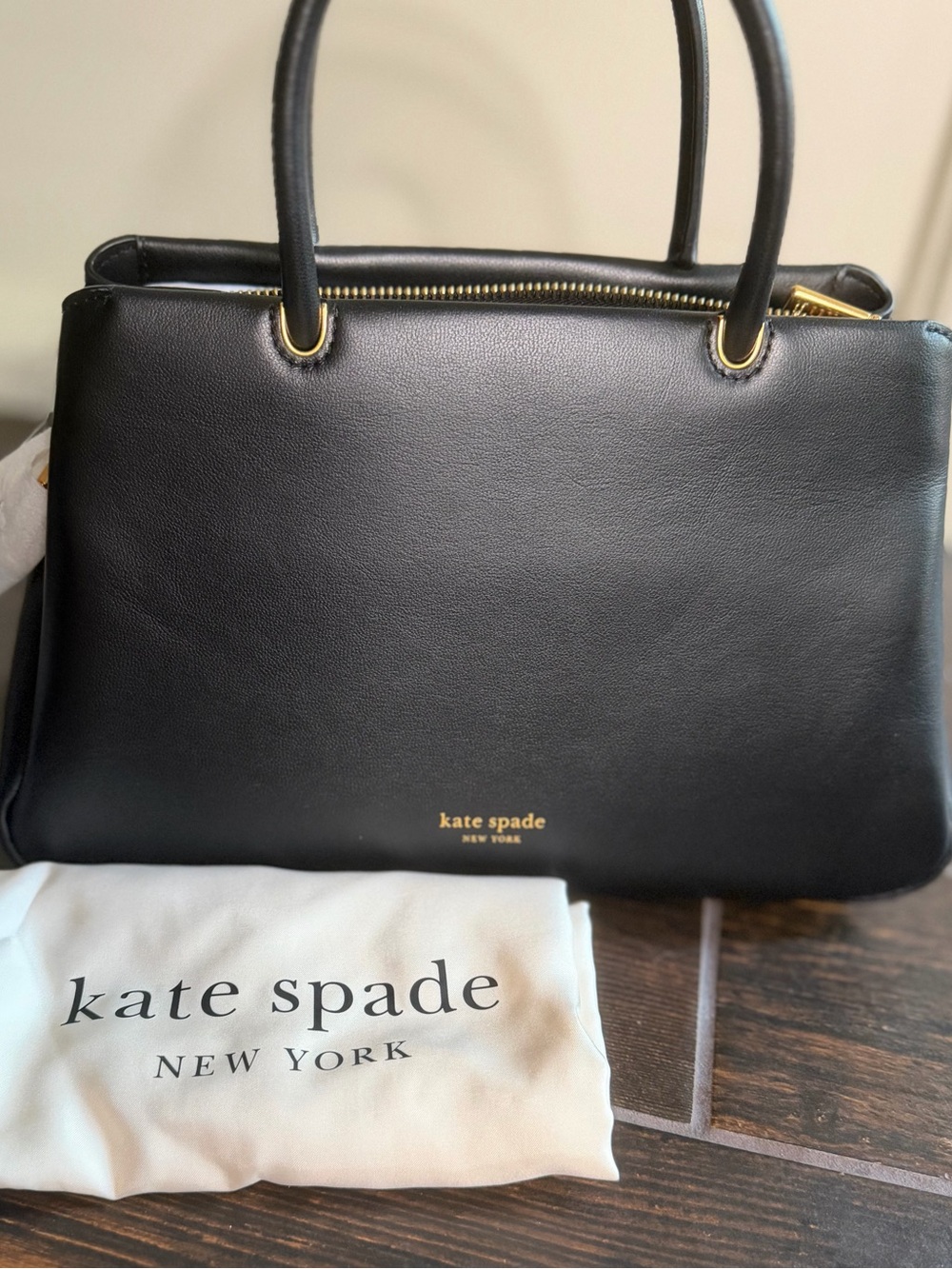 NWT Kate Spade New York Black Leather Grace Satchel